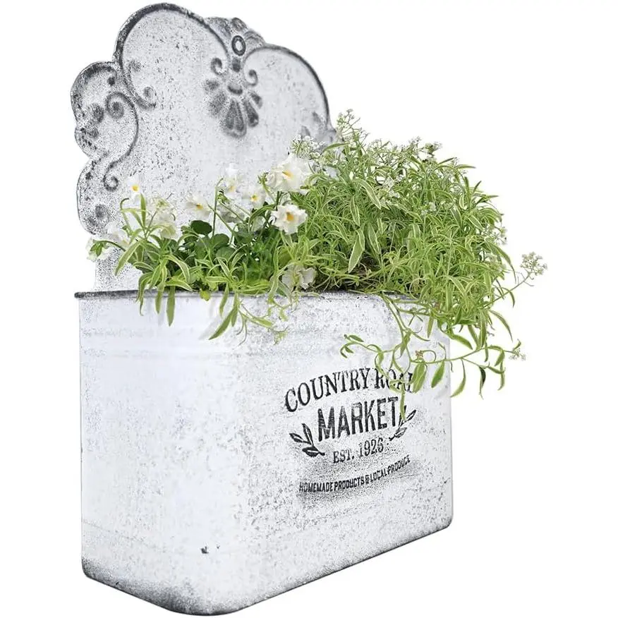 Metal W Planter Outdoor W  Planter Rustic W Mount Planter Outdoor W Planter for  Garden Decor (Green)
