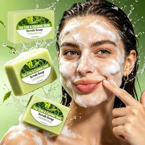 3Pcs 3-in-1 Tea Tree Soap Bar, Cleansing Bar with Tea Tree Oil & Coconut Extract | Rich Foam Cleanser for Face, Body & Hand, Effectively Cleanses Pores, Suitable for All Skin Types, Body Cleansing Products
