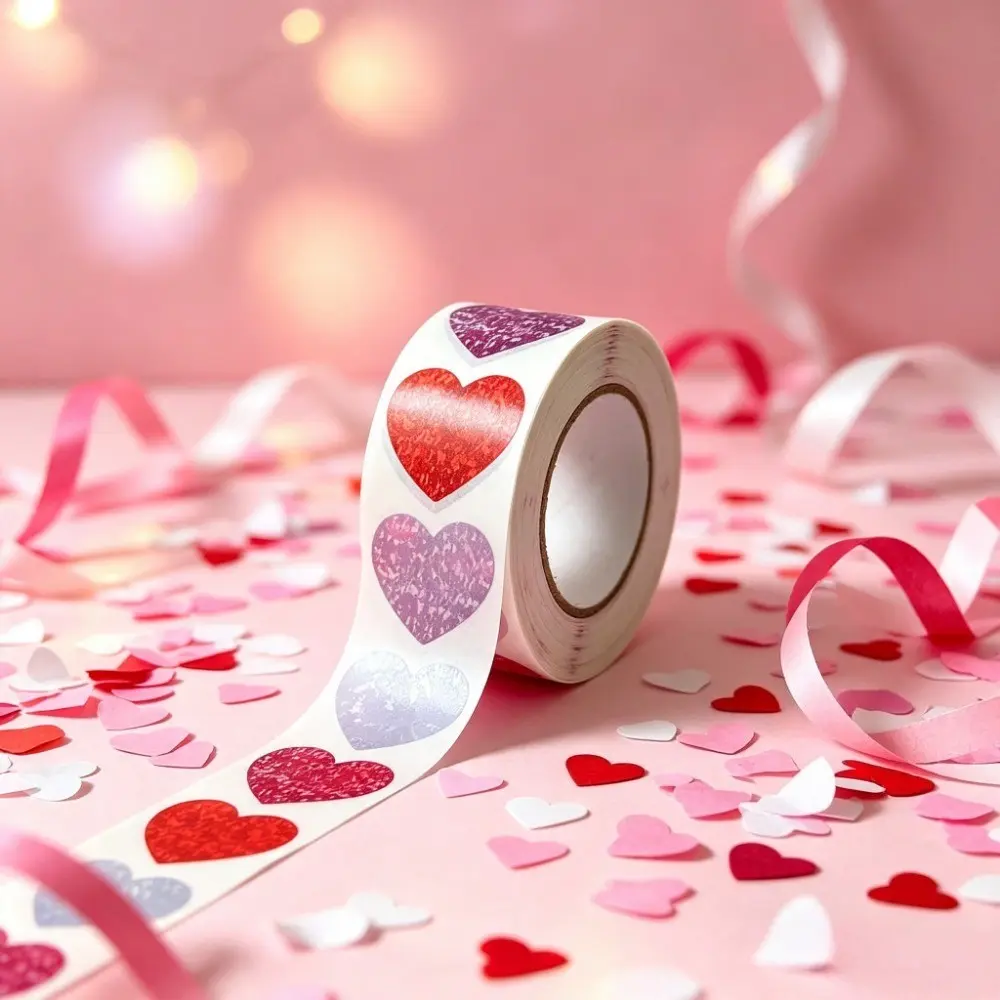 Heart shaped sticker roll 500pcs color heart shaped label stickers self-adhesive Valentine's Day gift packaging scrapbook envelope decoration sealing stickers