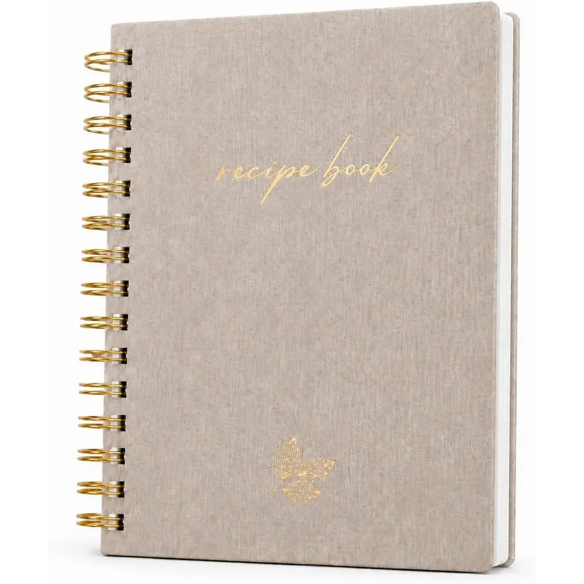Blank Recipe Book, Hardcover Linen Recipe Organizer 8.5x6 Inch with 104 Pages, 80 GSM Cooking Notebook to Write in Your Own Recipes, Family Cookbook for Kitchen,  Chefs & Gifts for Women, Beige