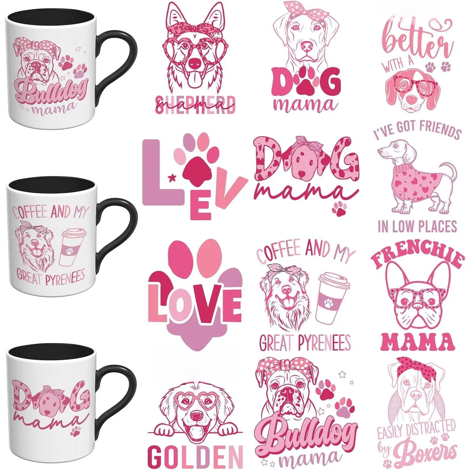 12 count  Mom UV DTF stickers | Durable no-heat cold UV DTF cup wrap for ceramic mugs and coffee cups.for DIY crafts and drinkware decoration