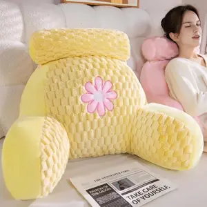 Bed Rest Reading Pillow - Kawaii Soft Lumbar Backrest Pillows Rest Cushion with Washable Cover, Bedrest Pillow with Arms for Sitting in Bed, Relaxing, Watching TV, Gaming, Cars