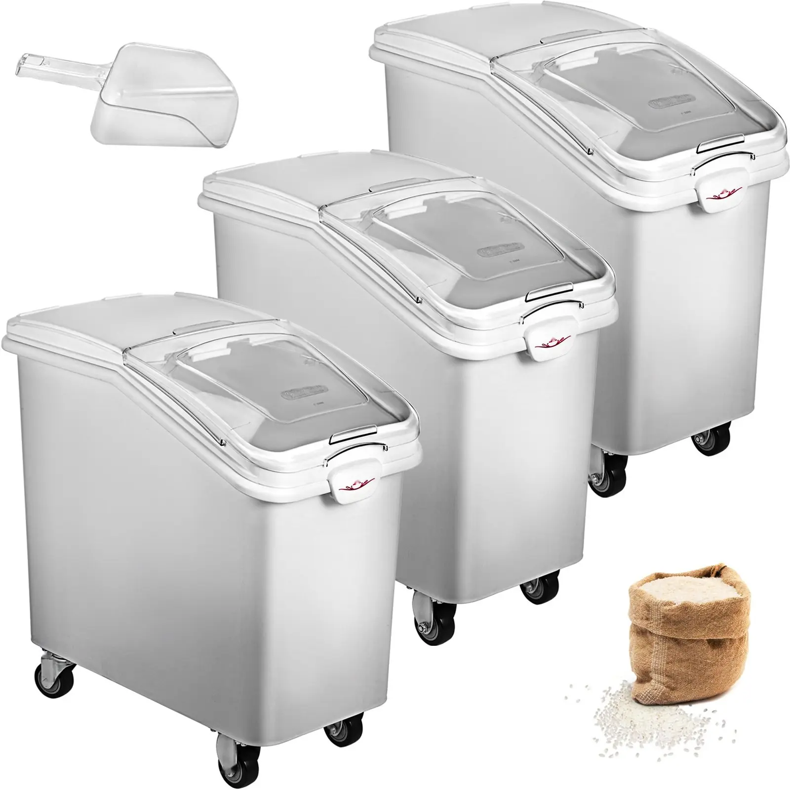3 Pack Dry Ingredient Storage Bins, 21 Gallon Capacity, With Casters For Commercial Kitchen And Restaurant Use - Durable Food Storage Containers For Dry Goods, Pantry Organization, Easy Access Lids And Sturdy Construction