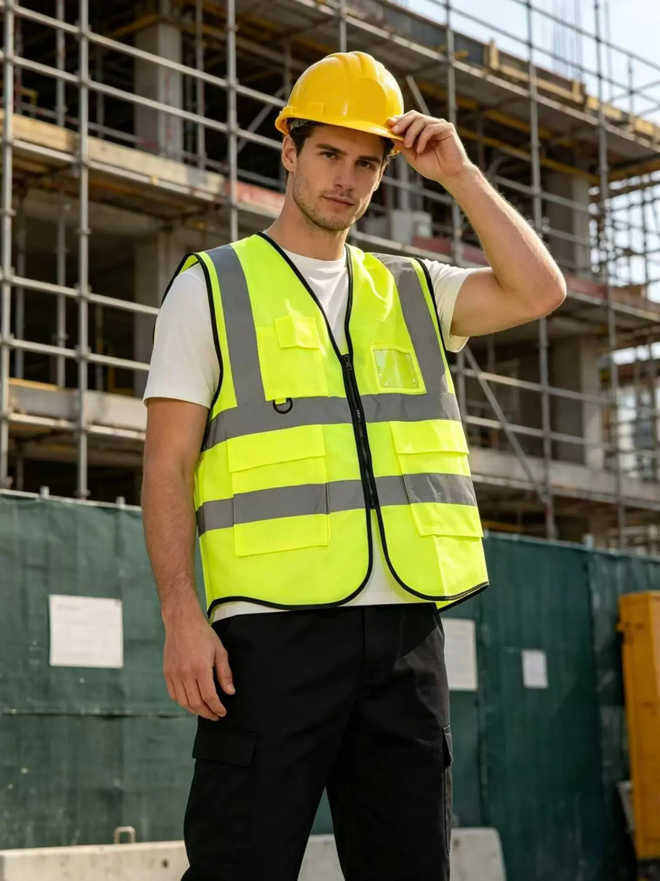 Reflective Safety Vest for Men and Women, High Visibility Safety Vest with Front Zipper, Multi-Pocket Functional Design, Daily Use
