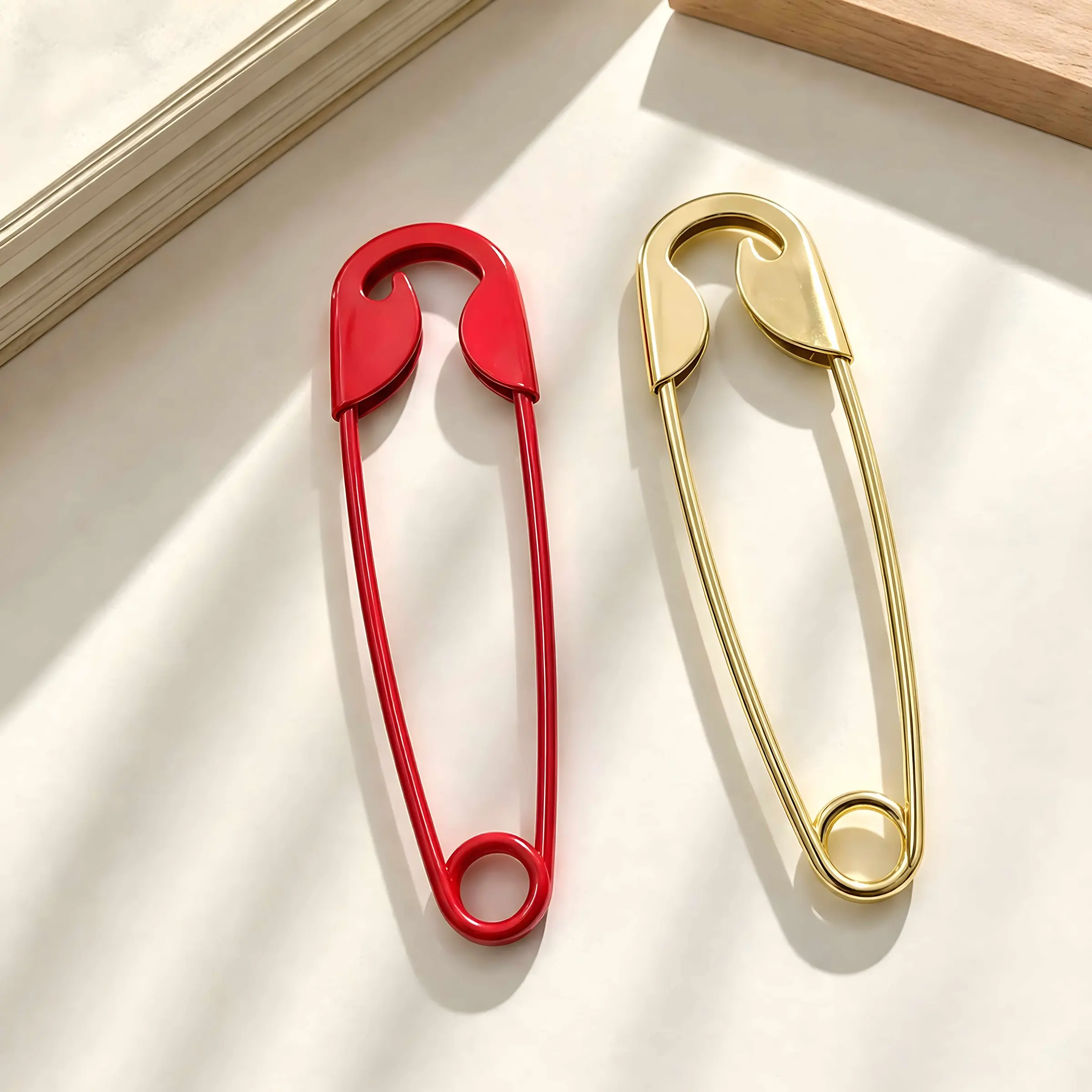 2-Pack 14cm Large Safety Pin Hair Clips, Metal Barrette Hair Pins, Matte Gold Silver, Korean Lazy Low Bun Holder, Versatile Office Hair Accessories
