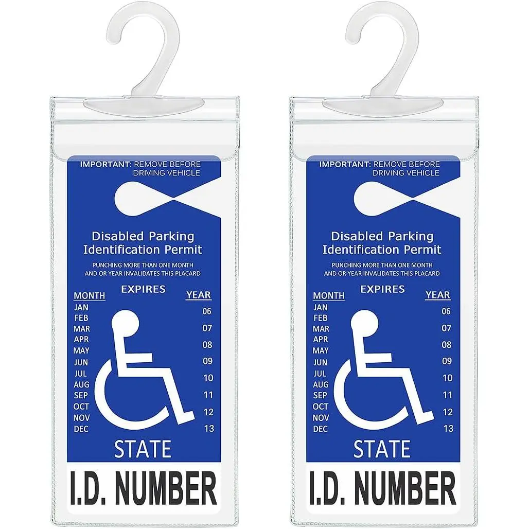 Tbuymax New Model Handicap Parking Placard Permit Holder, Ultra Transparent Protect Cover with Large Hanger, 2 Pack (Placard Not Included), Two Pieces