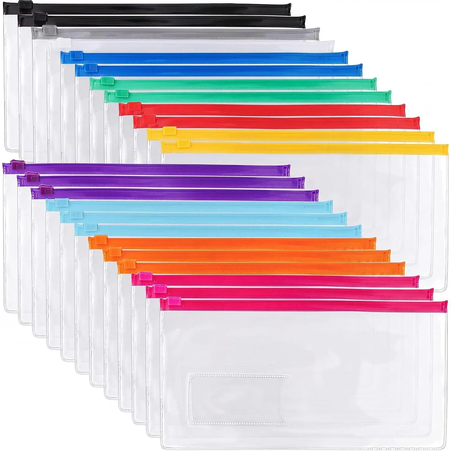 24 count Poly Zip Envelope, Plastic Envelope,  Envelopes, 9 x 4.7 Inches, A6 Size, 10 Colors, for Office Supplies