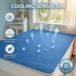 1pc Cooling Mattress Pad | Ice Silk Cooling Bed Mat, Breathable & Moisture-Wicking, Soft Summer Mattress Cover for Hot Sleepers