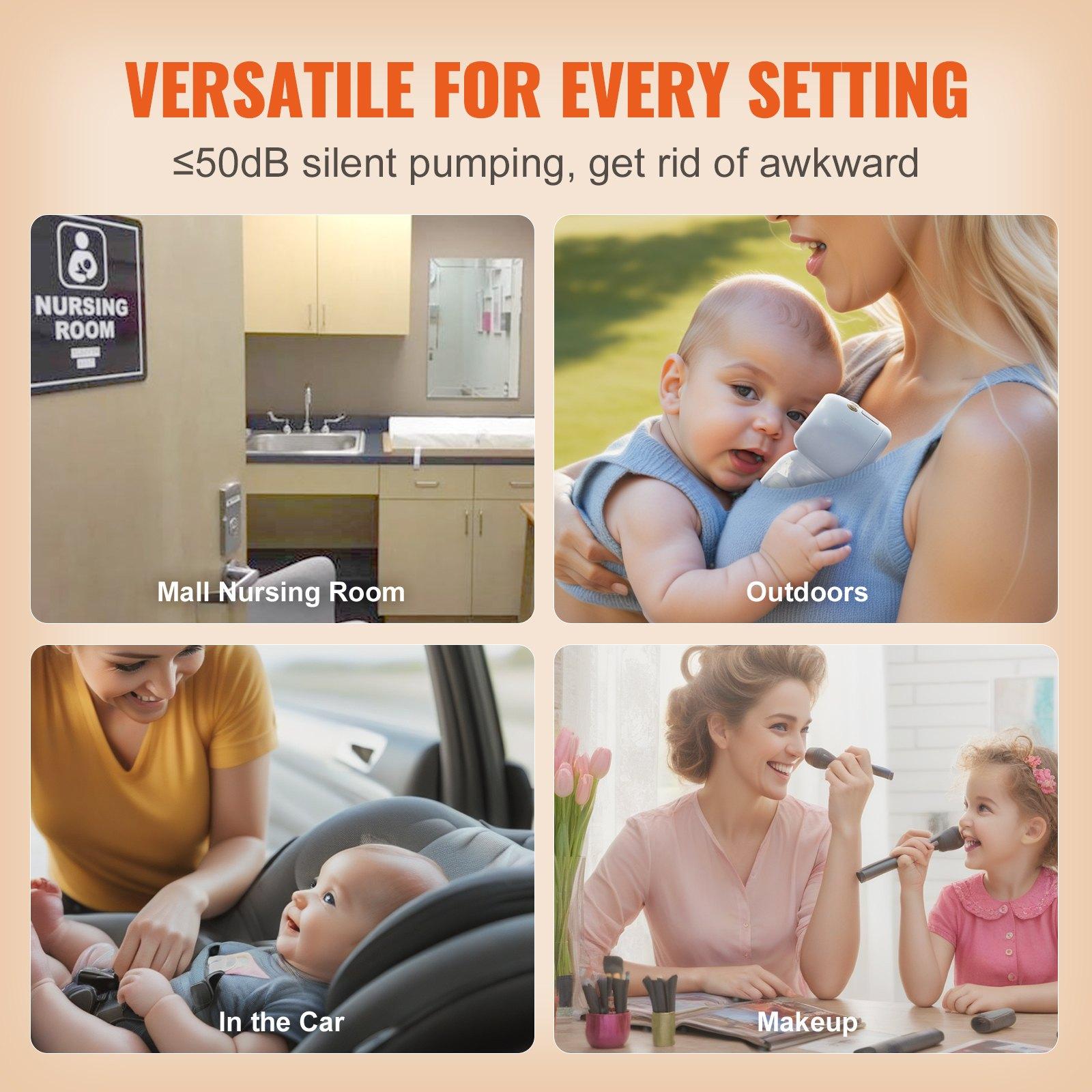 VEVOR Breast Pump, Wearable Electric Breast Pumps Hands Free, 4 Mode & 12 Levels, 300mmHg Strong Suction, Ultra-Quiet Rechargeable Portable Breastfeeding Pump with LED Display, 24mm Insert/28mm Flange VEVOR Breast Pump, Wearable Electric Breast Pumps Hands Free, 4 Mode & 12 Levels, 300mmHg Strong Suction, Ultra-Quiet Rechargeable Portable Breastfeeding Pump with LED Display, 24mm Insert/28mm Flange