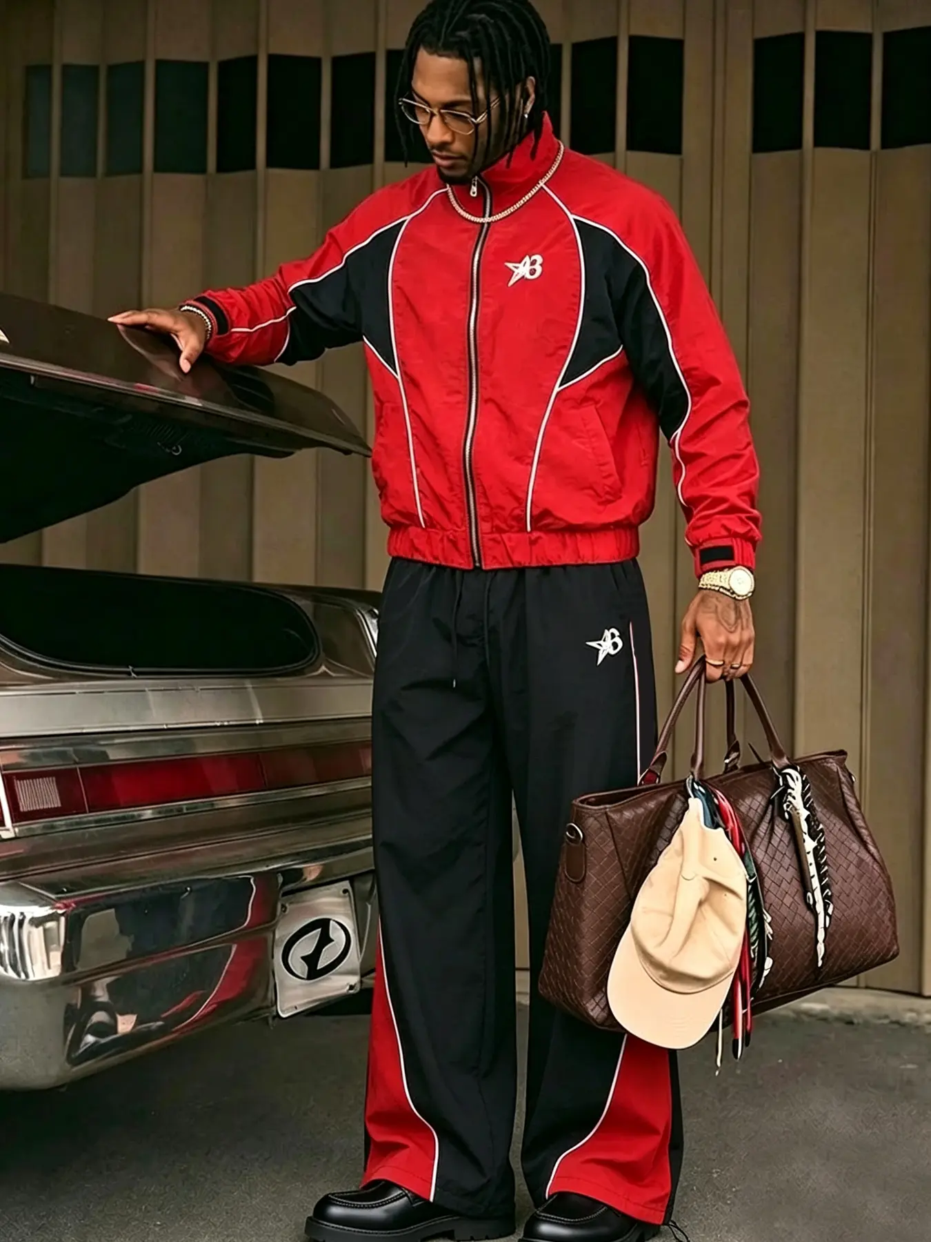 Men's Zipper Jacket Set, Drawstring Waist Long Pants, Patchwork Color Block, Comfortable Casual Fashion, Outdoor Sports School Daily Wear