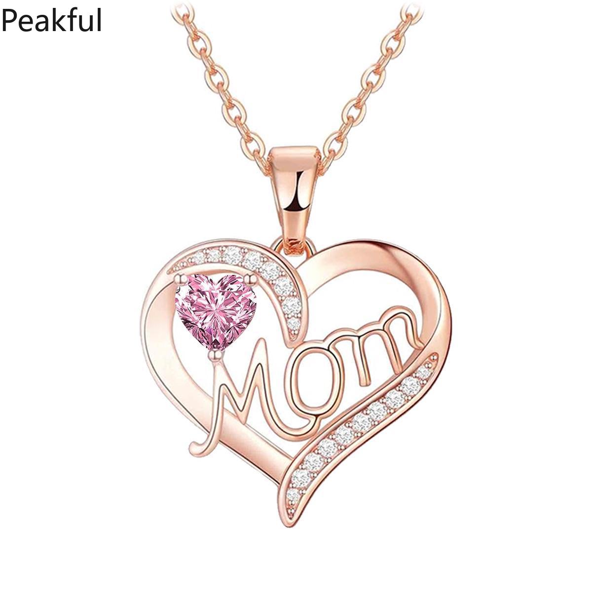 Luxury Mother's Day Necklace – Trendy Pink Flower Pendant, Aesthetic Love Jewelry, Perfect Gift for Mom, Elegant Craved Necklace, Ideal for Special Occasions & Daily Wear