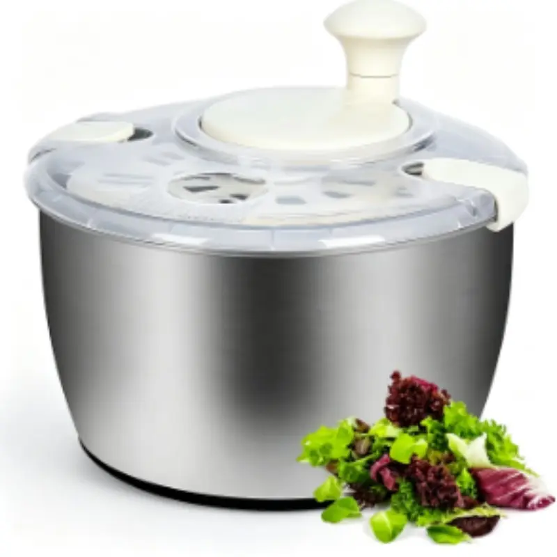 5L Stainless steel Salad Spinner, lettuce spinners,salad spinner BPA-Free small,Vegetable Dryer,Vegetable Washer,colander for kitchen,salad dryer spinner,fruit cleaner spinner