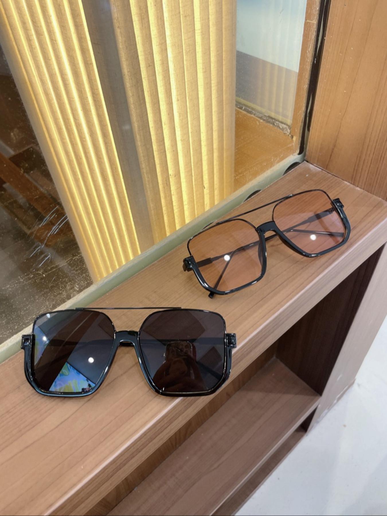 Unisex Simple Style Plain Color Sunglasses, Trendy Casual Sunglasses for Everyday Use, Fashion Accessories for Outdoor Activities, Trendy Styling Sunglasses