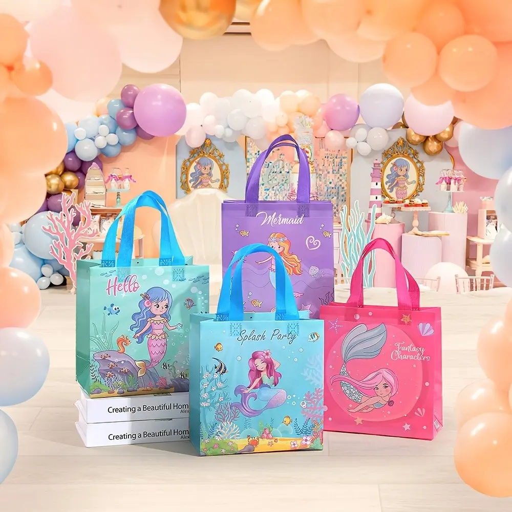 Mermaid Themed Party Gift Bags, Rainbow Gift Bags, Underwater Birthday Party Supplies, Party Gifts, Room Decorations, 12pcs/24pcs/36pcs