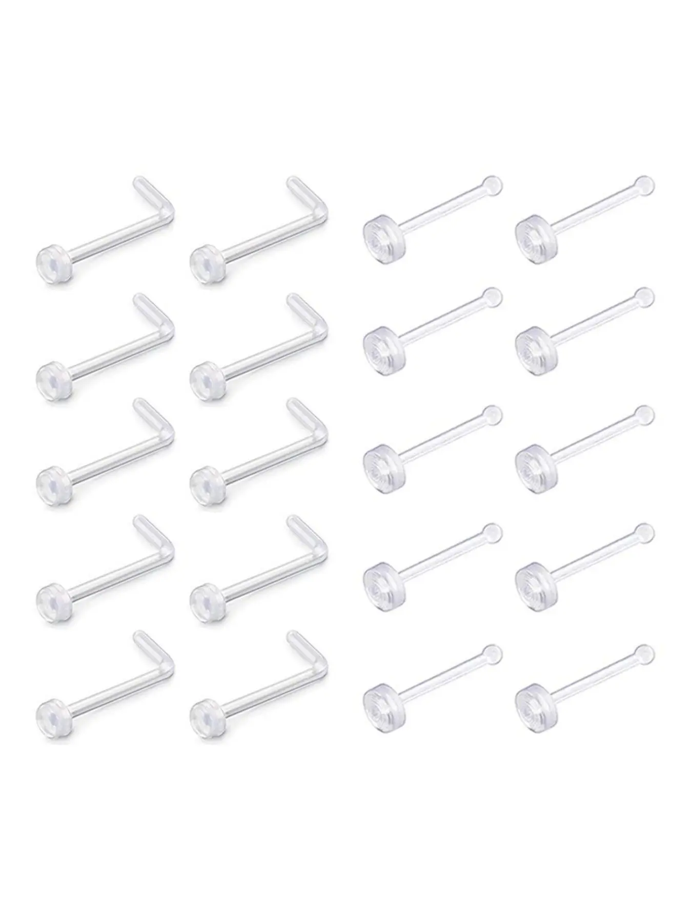 18G 20G Flexible Clear Acrylic Nose Piercing Retainers Invisible Nose Hoop Rings Piercing Jewelry for Workplace Daily Wearing Medical Surgery Hospital Use
