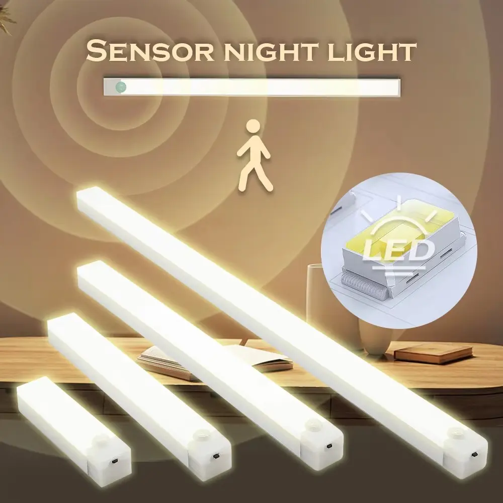 Wireless LED Night Light with Motion Sensor and USB Rechargeable Battery, Ceiling and Wall Mount Lighting Fixtures, Adjustable Low Voltage Lighting for Kitchen Bedroom Cabinet Staircase Hallway