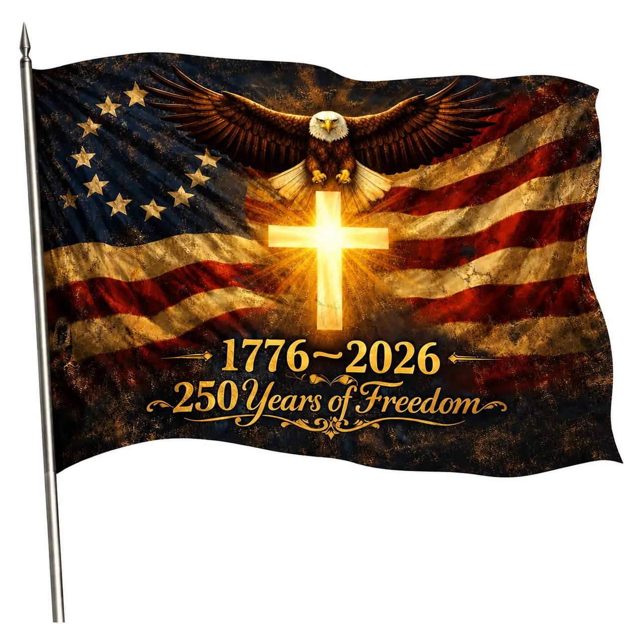 Vintage-Inspired Patriotic Flag Decor for Independence Day Celebrations — Durable Outdoor & Courtyard Display Featuring Classic U.S. Flag Design Honoring National Heritage and Historical Commemoration