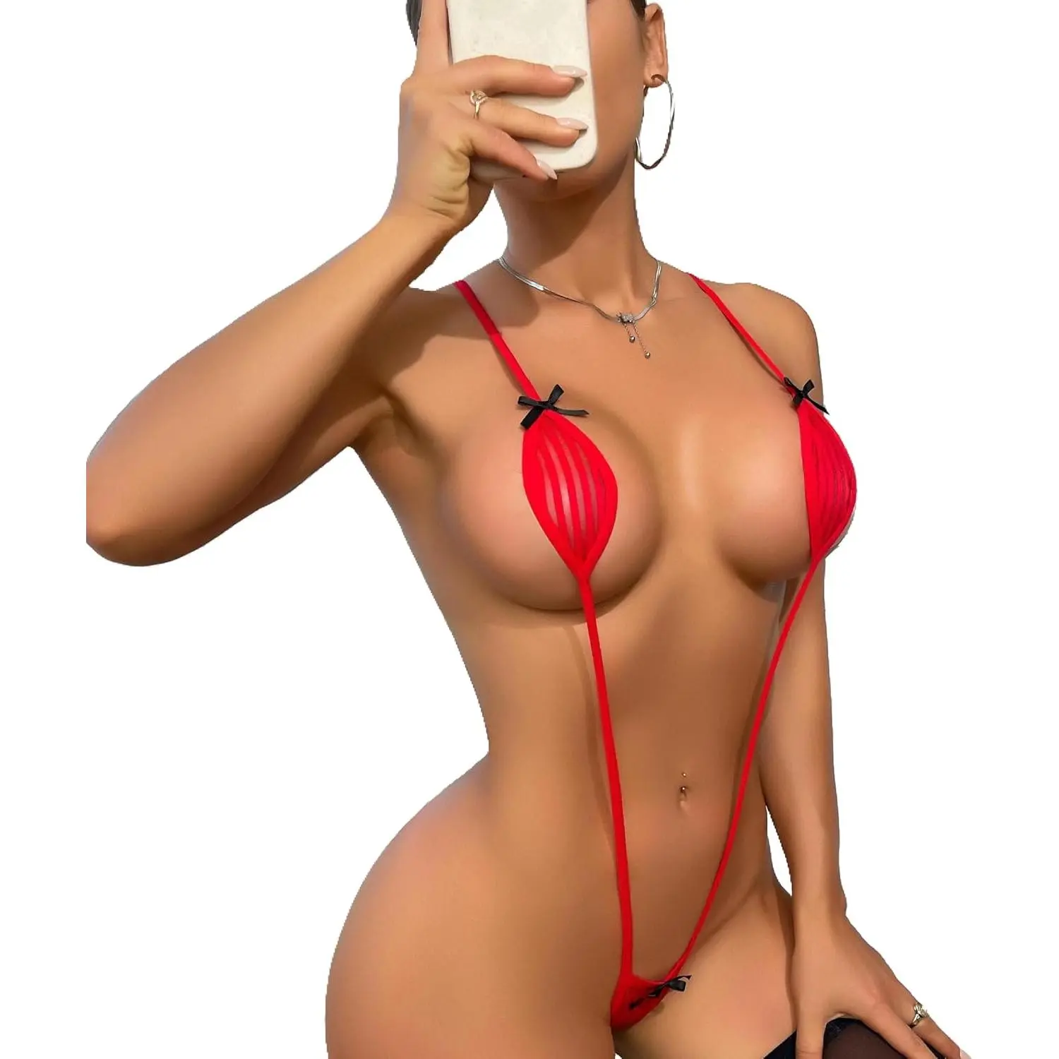Womens Extreme Micro Swimsuit Sexy One Piece Swimwear Striped Monokini Bikini Lingerie