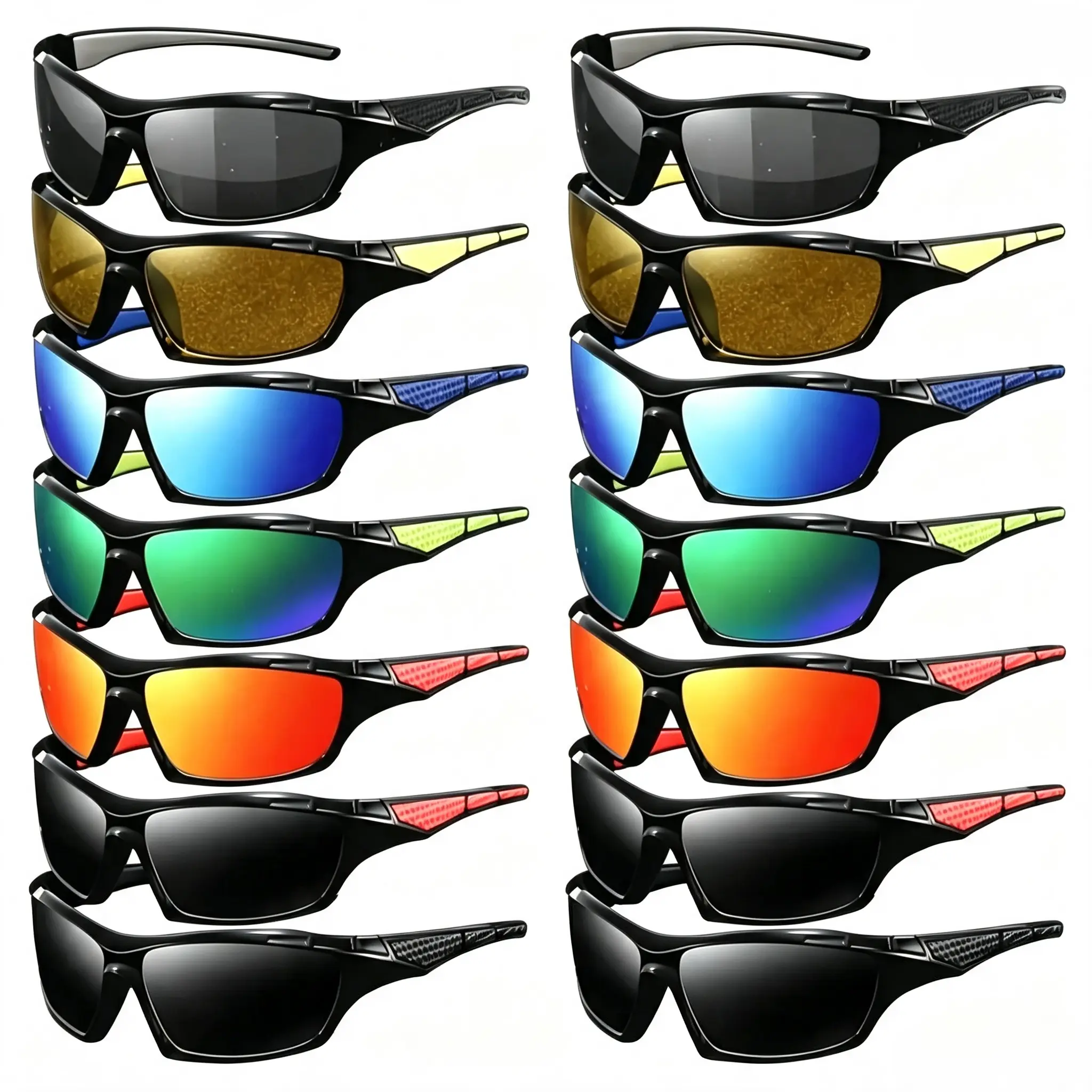 14 pcs Full lens Sports Driving Cycling Polarized Reading Sunglasses for Men Women Wrap Around Outdoor Reader Glasses