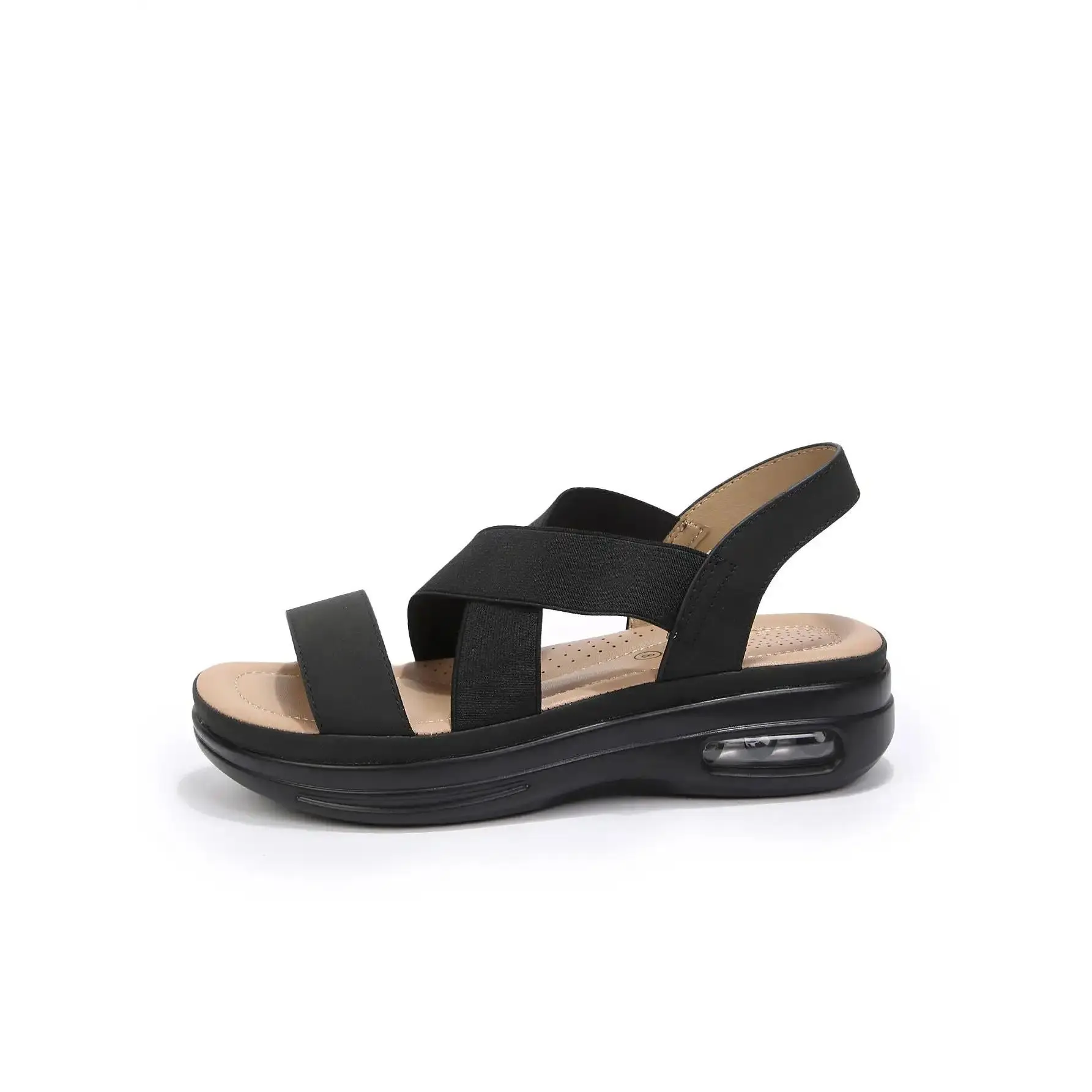 Mysoft Women's Comfy Open-Toe Air Cushion Slingback Platform Wedge Sandals - Elastic Band, Comfortable Breathable Women's Casual Sandals for Vacation, Beach Outfits, Breathable Sandals, Casual Daily Footwear