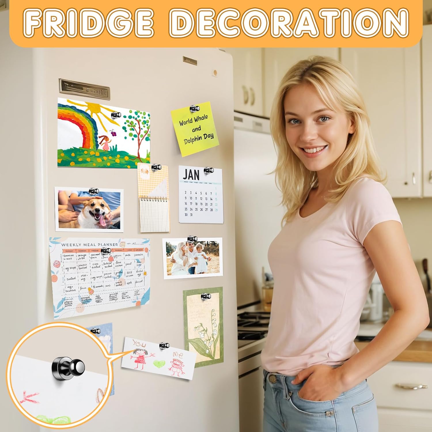 12 Pack Refrigerator Magnets, Small Strong Magnetic Clips for Whiteboard, Office, Classroom, Kitchen and Maps, Fridge Magnet Clip