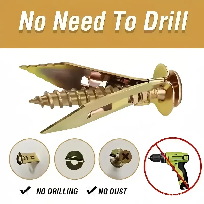 Self-Drilling Expansion Screw Kit - Heavy-Duty Sawtooth Expansion Screws, Strong Expansion, Durable, Suitable for Wood, Drywall, Fiber Crd, Concrete, Compatible with Picture Frames, Bookshelves, Cabinet Installation