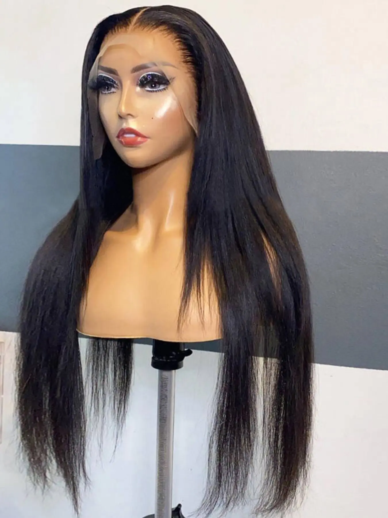 Soft 26-Inch 180 Density Smooth Straight Hair Deep 13x4x1 Front Lace Wig, Glueless Pre-Plucked Heat Resistant Daily Wear, Glueless Part Wig