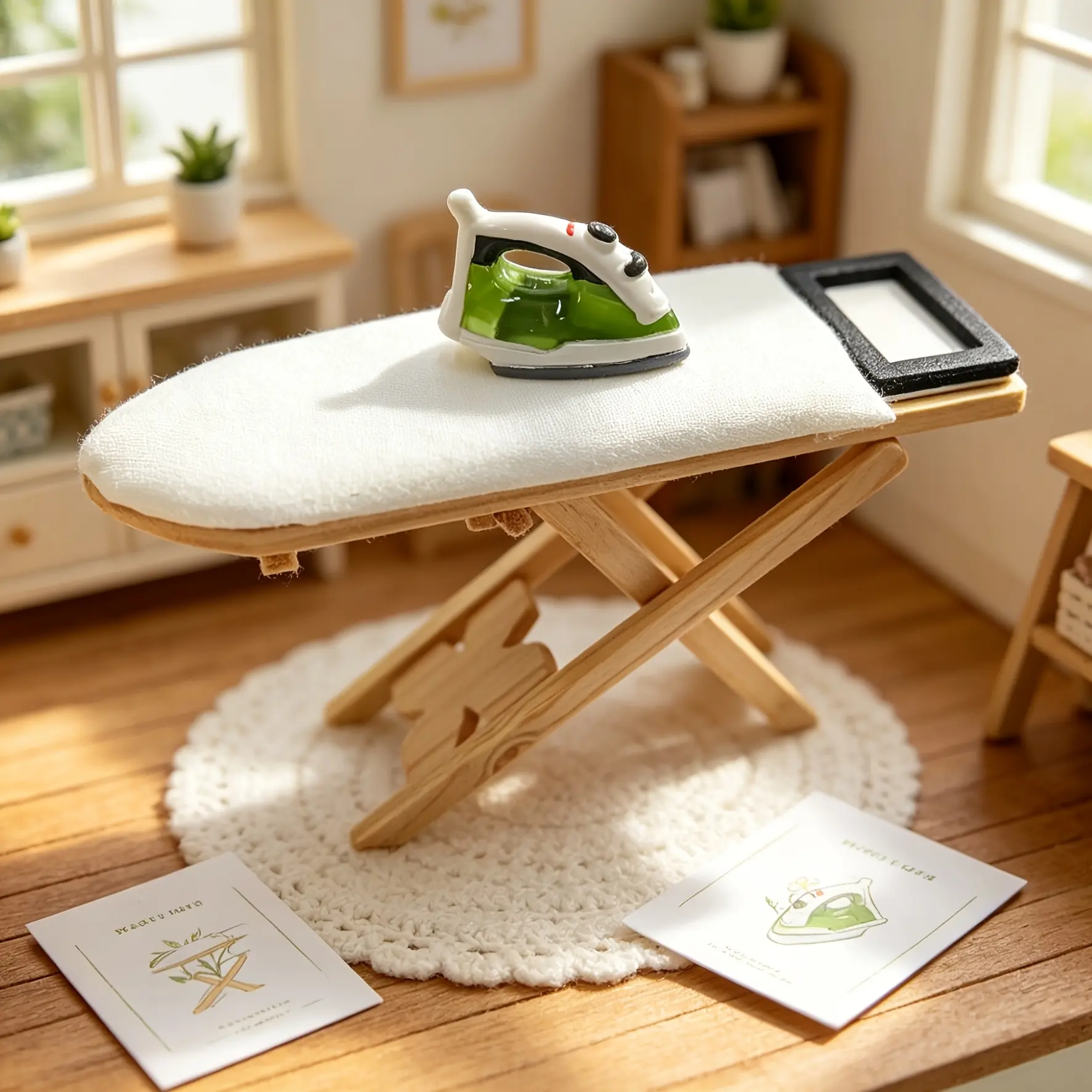 2Pcs Dollhouse Mini Simulated Resin Iron Sewing Scene Prop Model Tiny DIY Decor Collectible Gift for Hobbyists Christmas Easter New Year