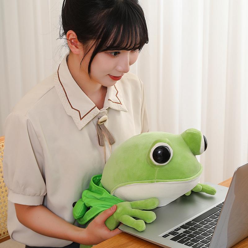 45/60/80CM Kawaii Cloak Frog Plush Toy Soft Stuffed Animal Lovely Hat Big Eyes Anime Doll Hug Pillow Birthday Xmas Gifts