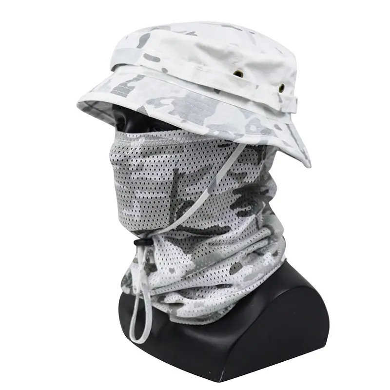 2026 New Tactical Camouflage Boonie Hat and Neck Gaiter Set, Multicam Sun Protection Gear for Hunting, Hiking, and Outdoor Activities