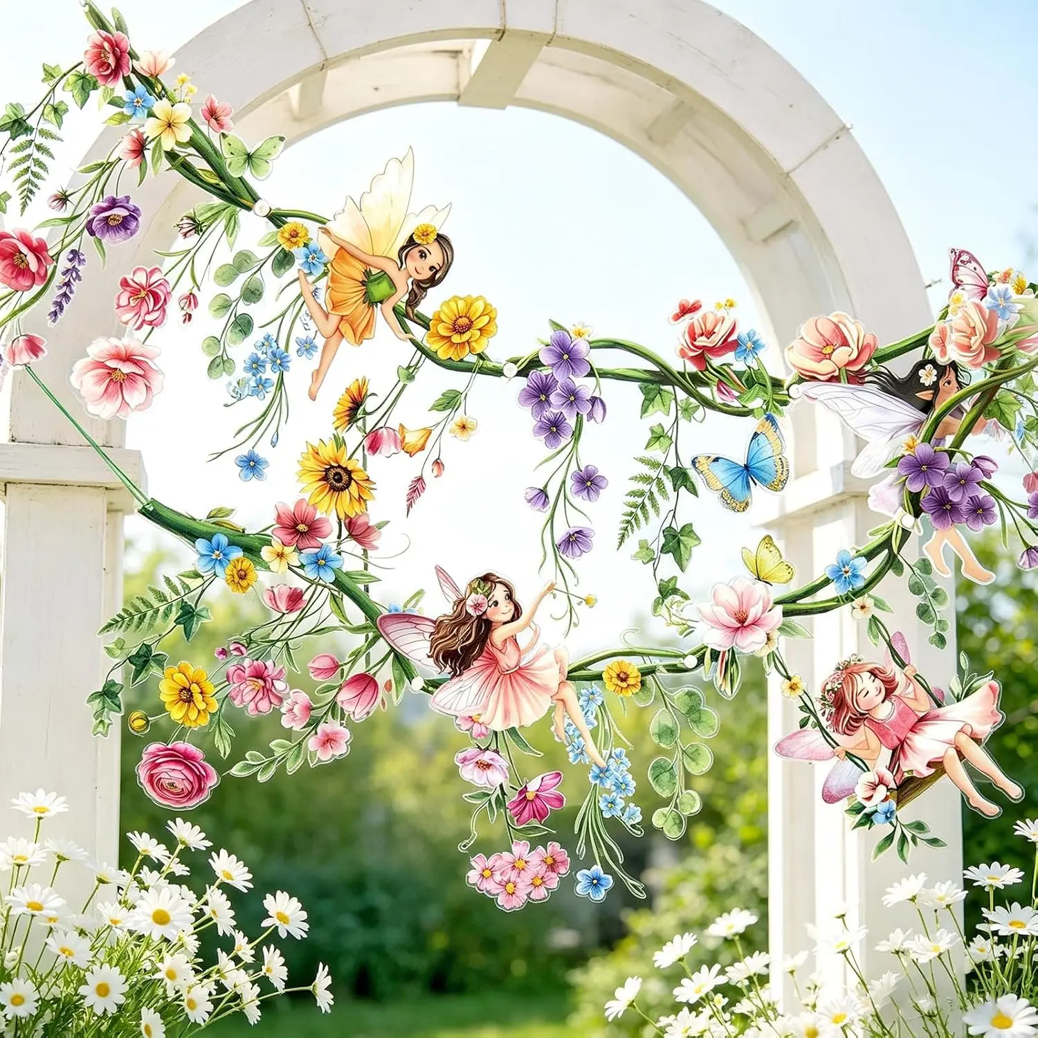 Wildflower Fairy Banner Garden Party Decorations 4.92 FT |  , Fairy Birthday Garland, Enchanted Wedding Party Supplies,  Shower,  Party, Girls Birthday Decor