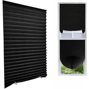 Cordless Blackout Pleated Fabric Window Shades Blinds, Temporary Light Filtering Darkening Shade Easy to Install and Cut for Home Bedroom Office Windows, Size 59" x 24"