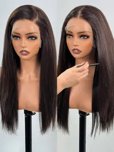 Rich Chocolate Silky Straight 180% Density Glueless 13x4 Lace Frontal Wig, All Seasons Hairpiece, No Ca Prop, No Ca Prop 65 Re