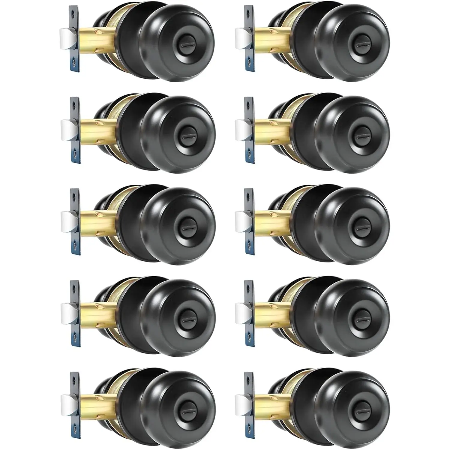 Door Knobs, 10 Pack Matte Black Heavy-Duty Door Knobs, Interior Keyless Doorknob, Left and Right Hand Reversible, for Bed and Bathroom
