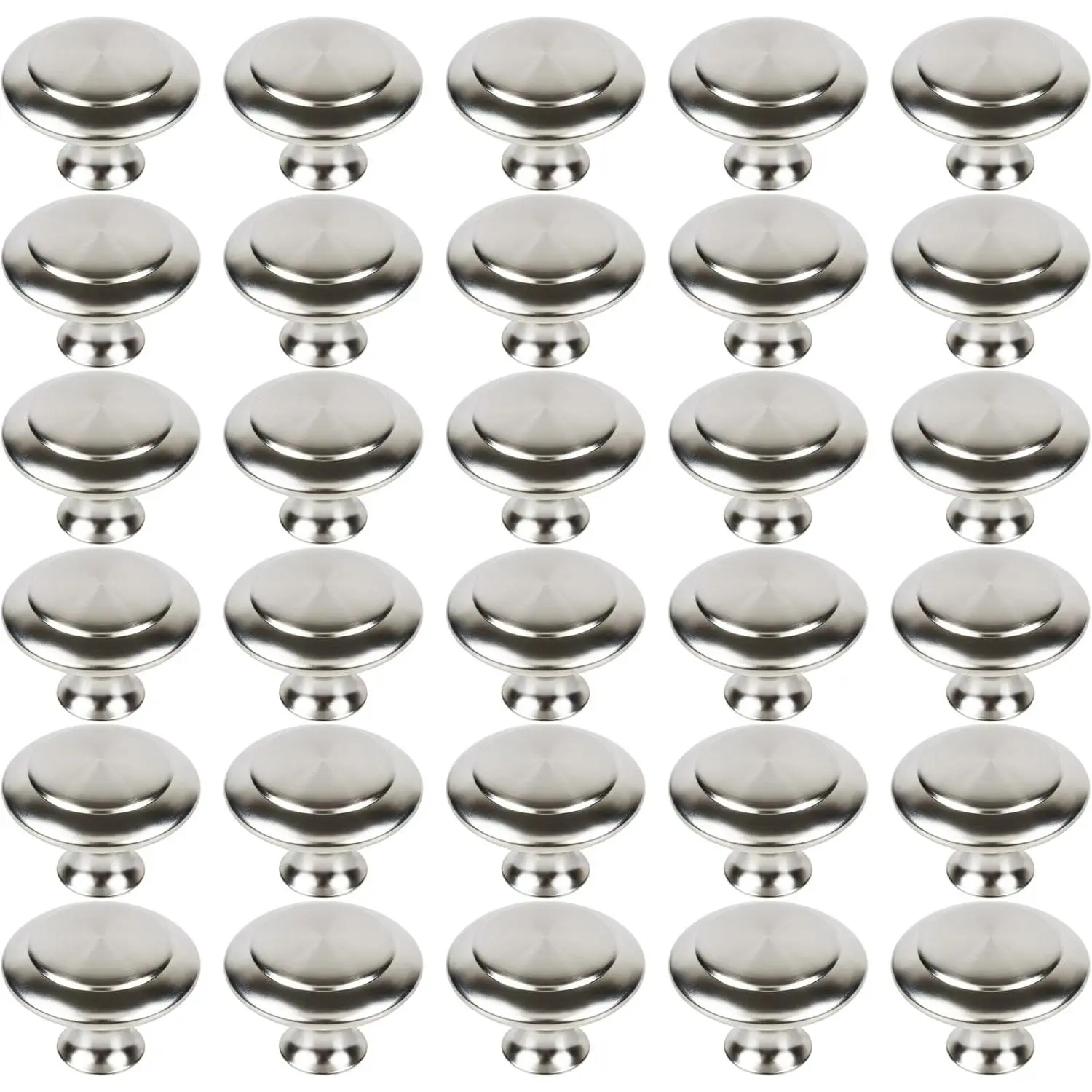 30-piece set of kitchen cabinet knobs, brushed silver handles, drawer knobs with long and short screws, suitable for cabinet doors and drawers