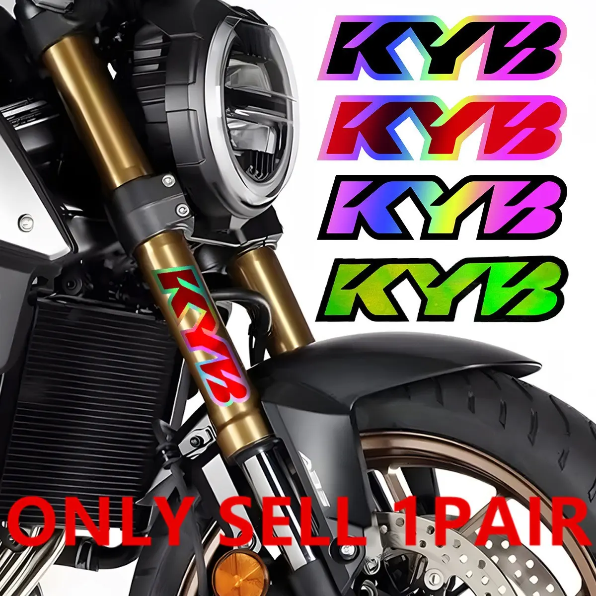 Kyb Motorcycle Shock Absorber Stickers, Motor Parts Accessories, Waterproof Motorbike Front Forks Suspensions, Logo Vinyl Decals, Durable Decoration
