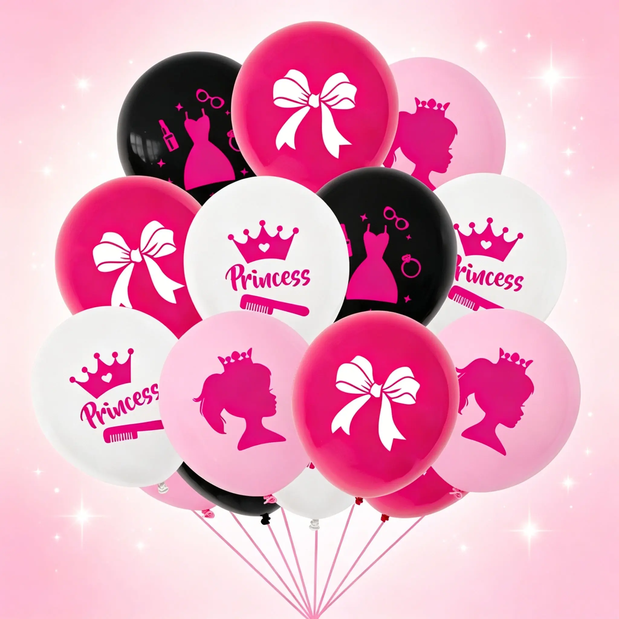 17-Piece Princess Style Latex Balloons Set, Perfect for Birthday Parties, Princess Movie Themes, Retro Y2K Events, Girl's Room Decor