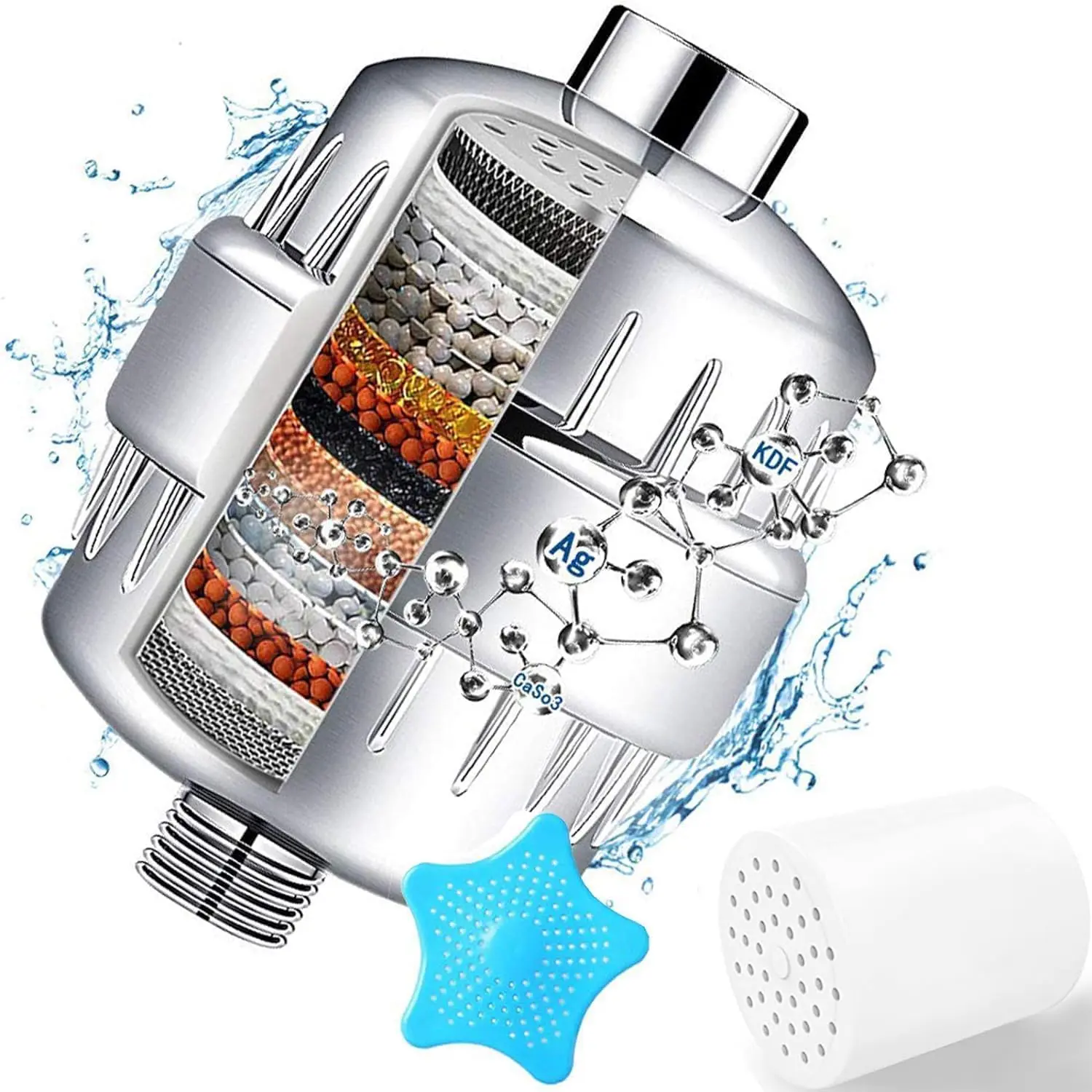 32 Stage Shower Filter with Vitamin C for Hard Water - Water Softener Shower  Filter with Replaceable Multi-Stage Filter  to Remove Chlorine, Heavy Metal