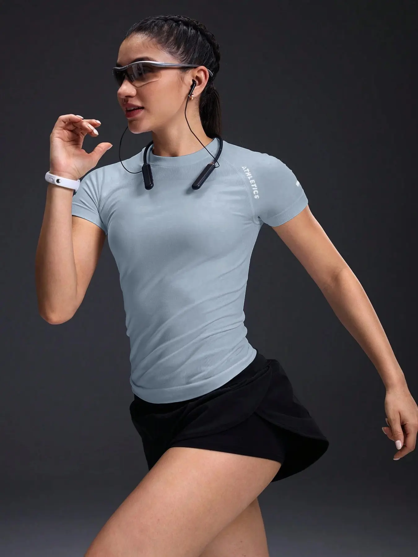 Women's Casual Sport Yoga Athletic Tee T-Shirt, Round Neck Pullover Tight Fit Quick Dry Short Sleeve, Running Yoga Wear Fashion Fitness Clothes