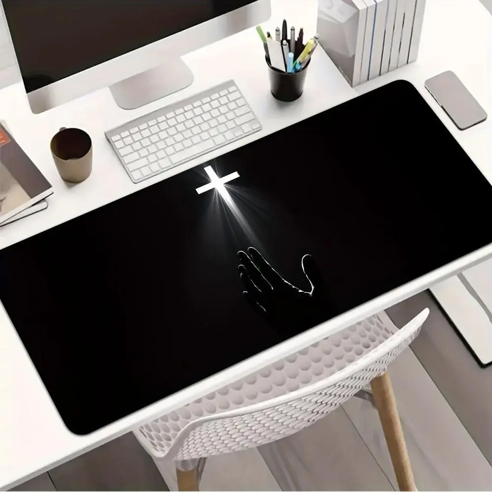 Holding Cross Gaming Mouse Pad - Universal Mouse Pad, Gaming Desk Mat, Multipurpose Mousepad, Non-Woven Fabric, Non Slip Mousepad, Anti-Slipping Rubber Base, Precision Overlocking Process - PC Accessories for Gamer, PC/Laptop/Office Desk Use, Overlocked E
