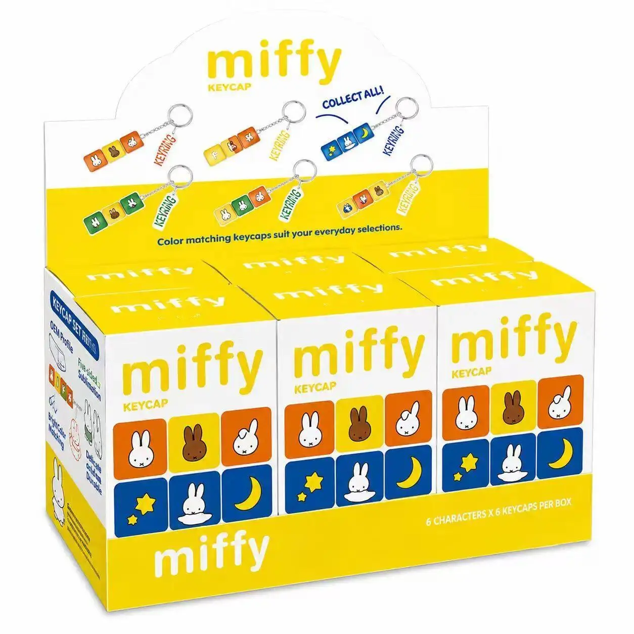 Miffy Rabbit 6 Styles Color Matching Keycap Keychain Pendant Mystery Blind Box Gifts Toy Model Anime Figures Collect Ornaments