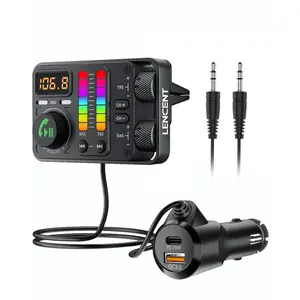 LENCENT Bluetooth 5.3 Car FM Transmitter, Hi-Fi Treble & Bass Music Player, PD20W QC18W Fast Car Charger, Radio Bluetooth Car Ad