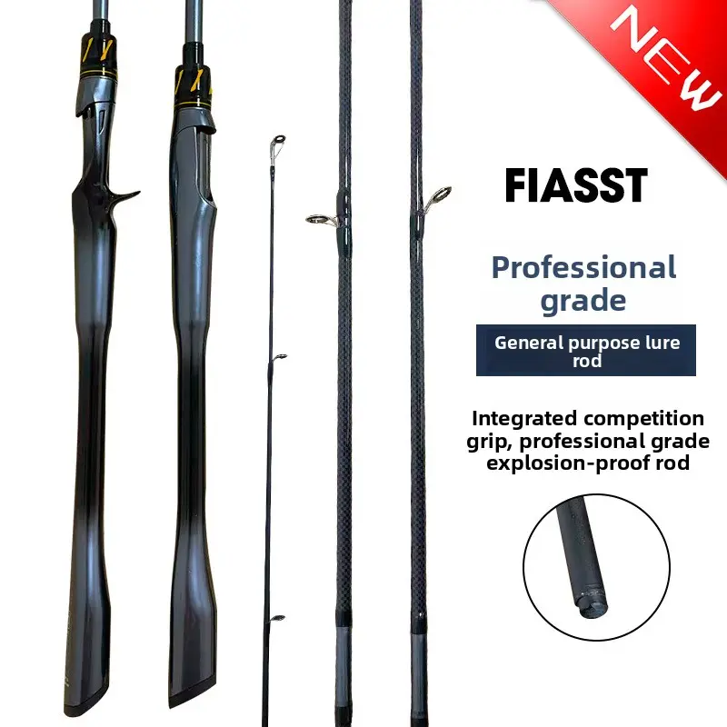Luya rod, fishing rod M-adjusted carbon luya rod straight handle gun handle explosion-proof rod slightly integrated grip black fishing rod