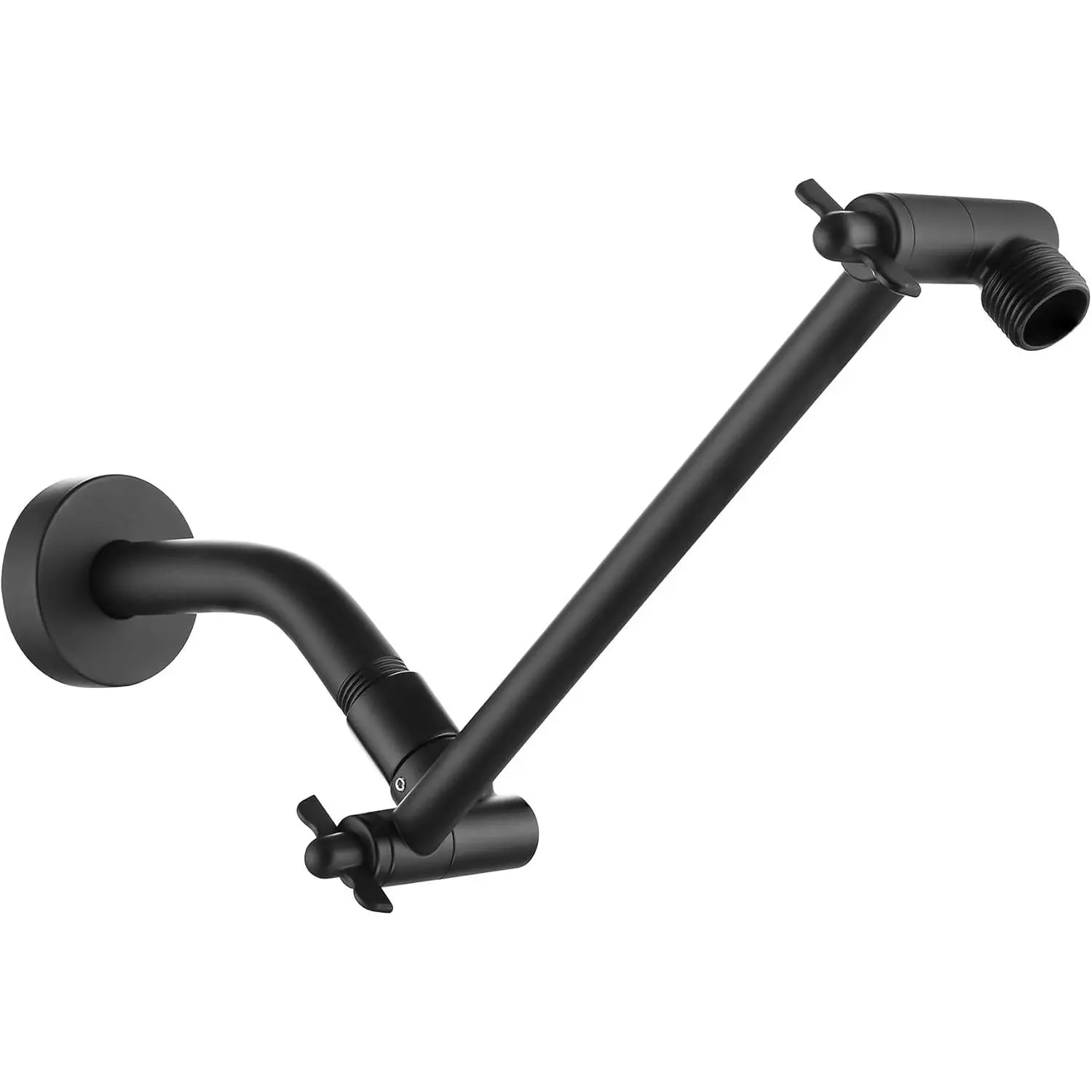 10 Inch Matte Black Shower Extension Arm for Rain Showerheads, Angle & Height Adjustable, Universal Connector, Easy to Install