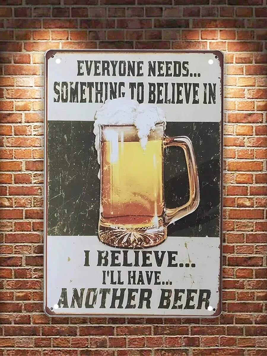 Funny Metal Sign – "Another Beer" – Vintage Bar Cafe Tin Sign – Wall Decor for Home, Bar, Basement, Wine Cellar, and Underground Cave – 8x12 Inch Decorative Plaque