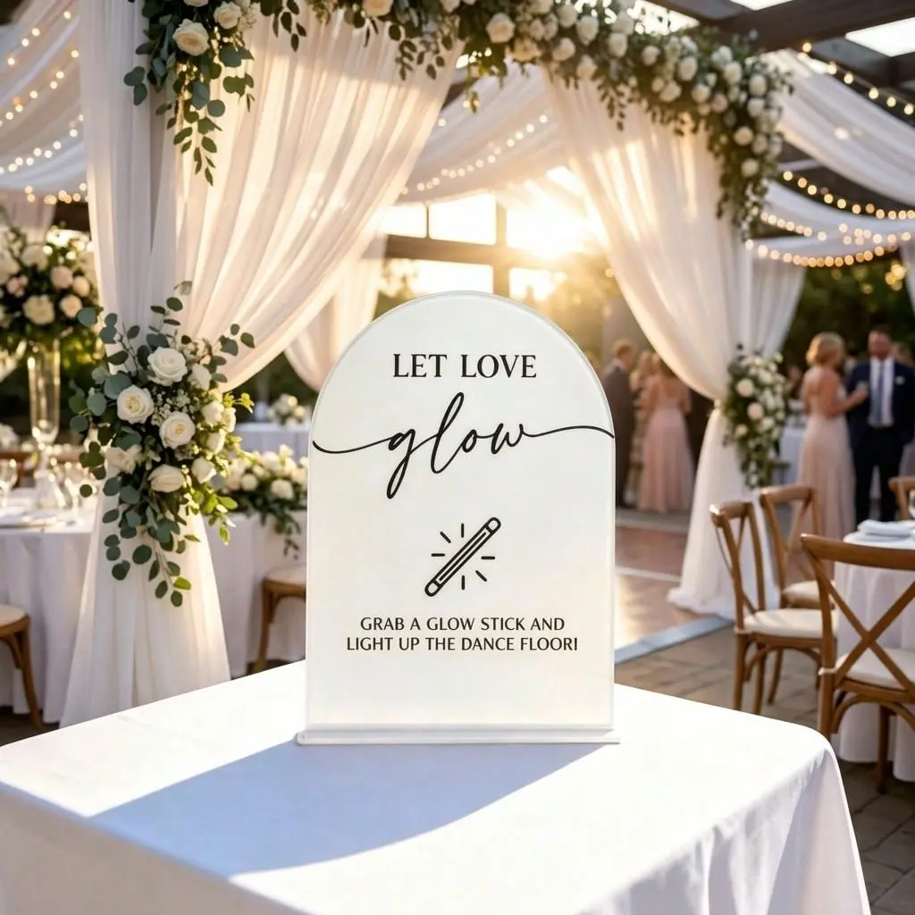 Let Love Glow Sign Wedding Dance Floor Wedding Sign for Engagement Bridal Shower Party Acrylic Decoration Sign Dance Floor Props Acrylic sign for Table Desk