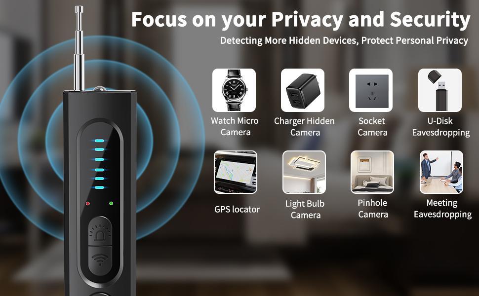 Hidden Camera Detectors, Anti-Spy Camera Finder, Detector, Bug Detector, GPS Hidden Camera Detectors, Tracking Device Detectors, Camera Detector for Hotels, Home, Airbnb, Office