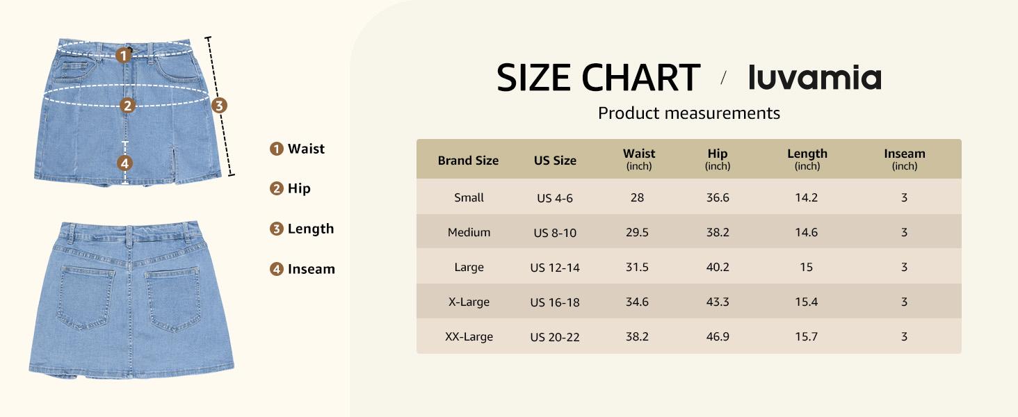 luvamia Skorts Skirts for Women Denim Mini Casual Oversize Skirt Side Slit with High Waisted Jean Shorts Stretchy