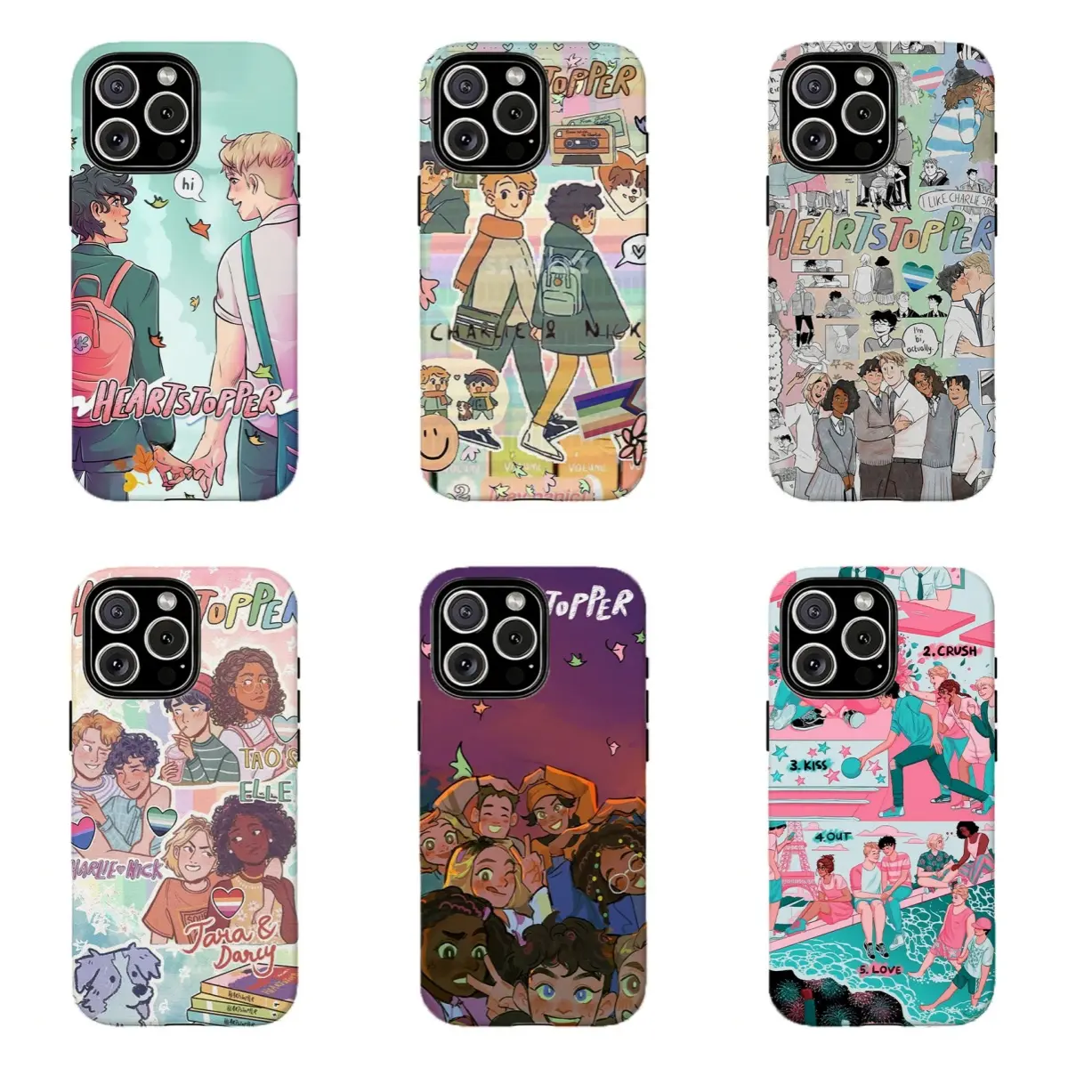 Heartstopper Cute LGBTQ Teen Comic Collage Long-Lasting Protective Phone Case, Soft Pastel Warm Youth Romance Aesthetic, For iPhone 11 12 13 14 15 16 17 Pro Max For Samsung S26 S25 S24 S23 S22-Gift For Her/Him/Anime lovers
