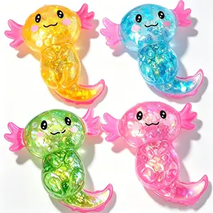 4pcs Colorful Salamander Maltose Fidgets Toys, Squishy Malt Sugar Stretchy Axolotl, Fun Squeeze Birthday Supplies, Anti-Anxiety Gift